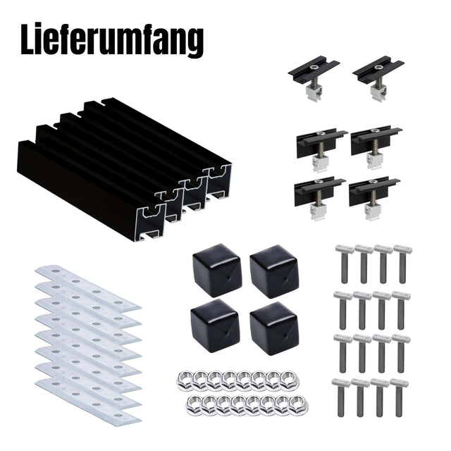 Montageset 2 PV-Module an Doppelstabmattenzaun, senkrechte Montage